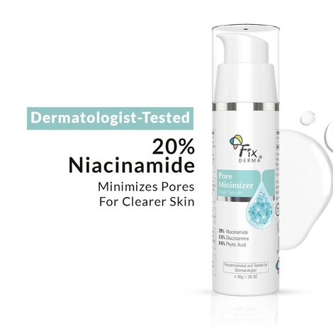 Buy Fixderma 20% Niacinamide Serum for Face for Pore Minimizer with 2.5% Glucosamine & Hyaluronic Acid Serum | Open Pores Serum | Hydrating Serum | Face Serum for Men & Women - 30 gm-Purplle