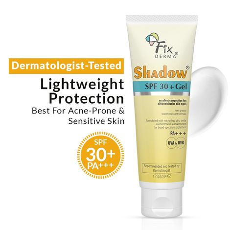 Buy Fixderma Shadow Sunscreen SPF 30+ Cream | Sunscreen for Dry Skin | Sun Screen Protector SPF 30 | Sunscreen for Body & Face | Broad Spectrum Sunscreen for UVA & UVB Protection | Sunscreen for Women & Men | Non Greasy & Water Resistant - 75 gm-Purplle