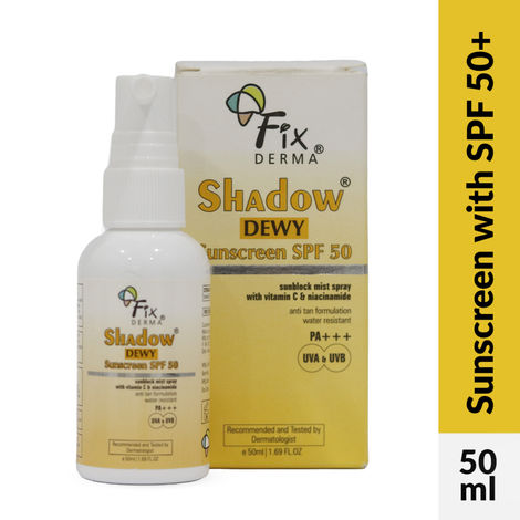 Buy Fixderma Shadow Dewy Sunscreen SPF 50 Spray | Prevents Tanning | Vitamin C Sunscreen and Niacinamide Sunscreen | Sun Screen Protector SPF 50 | PA+++ for UVA & UVB Protection - 50 ml-Purplle