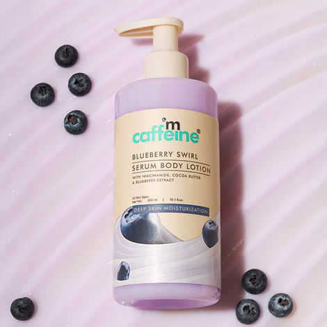 Buy mCaffeine Blueberry Swirl Serum Body Lotion | 72 hrs Deep Moisturization | With Niacinamide & Cocoa Butter | Lightweight & Non-Sticky - 300 ml-Purplle