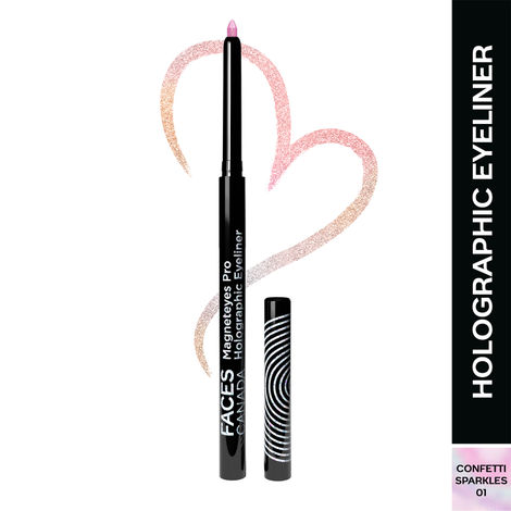Buy FACES CANADA Magneteyes Pro Holographic Eyeliner - Confetti Sparkles 01, 0.25 gm | Multichrome / Duochrome Eyeliner | Metallic & Shimmer Finish | Longlasting | Waterproof & Smudgeproof-Purplle