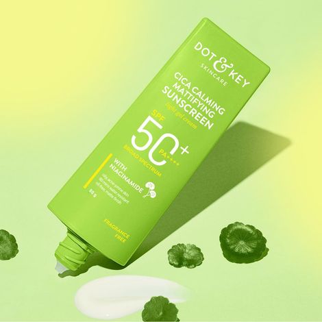 Buy Dot & Key CICA Claming Mattifying Sunscreen with SPF 50 PA+++ with Niacinamide | Face Sunscreen for Oily, Acne Prone & Sensitive Skin | 80 gms-Purplle