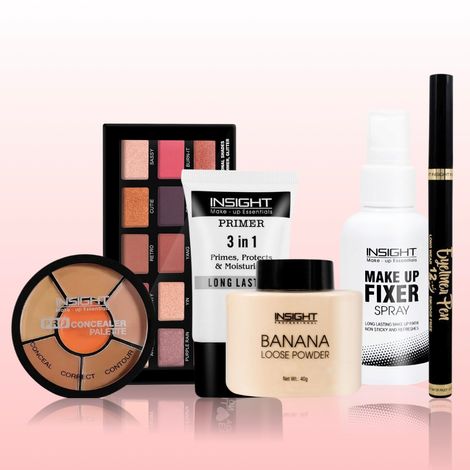 Buy Insight Everyday Glam Makeup Kit 1 (Primer (30 ml) + Concealer palette + Eyeshadow 17g + Eyeliner Eye Pen + Loose powder 40g + Fixer Spray 75 ml)-Purplle