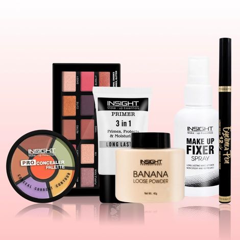 Buy Insight Everyday Glam Makeup Kit 2 (Primer (30 ml) + Concealer palette_Corrector + Eyeshadow 17g + Eyeliner Eye Pen + Loose powder 40g + Fixer Spray 75 ml)-Purplle