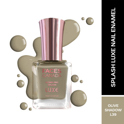 Buy FACES CANADA Ultime Pro Splash Luxe Nail Enamel - Olive Shadow (L39), 12ml | Glossy Finish | Quick Drying | Long Lasting | High Shine | Chip Defiant | Even-Finish | Vegan | Non-Toxic | Ethanol-Free-Purplle