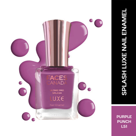 Buy FACES CANADA Ultime Pro Splash Luxe Nail Enamel - Purple Punch (L51), 12ml | Glossy Finish | Quick Drying | Long Lasting | High Shine | Chip Defiant | Even-Finish | Vegan | Non-Toxic | Ethanol-Free-Purplle