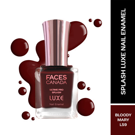 Buy FACES CANADA Ultime Pro Splash Luxe Nail Enamel - Bloody Mary (L59), 12ml | Glossy Finish | Quick Drying | Long Lasting | High Shine | Chip Defiant | Even-Finish | Vegan | Non-Toxic | Ethanol-Free-Purplle