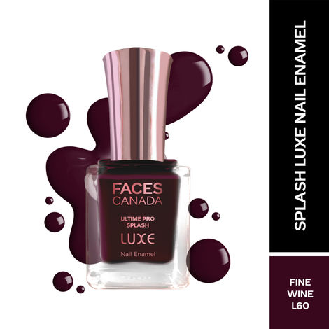 Buy FACES CANADA Ultime Pro Splash Luxe Nail Enamel - Fine Wine (L60), 12ml | Glossy Finish | Quick Drying | Long Lasting | High Shine | Chip Defiant | Even-Finish | Vegan | Non-Toxic | Ethanol-Free-Purplle
