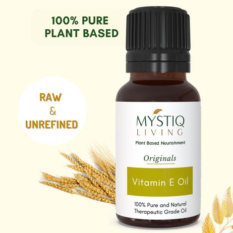 Buy Mystiq Living Vitamin E Oil For Hair, Skin, Face, Vitamin E Hair Oil, 100% Plant Based Pure and Natural - 15 ml-Purplle