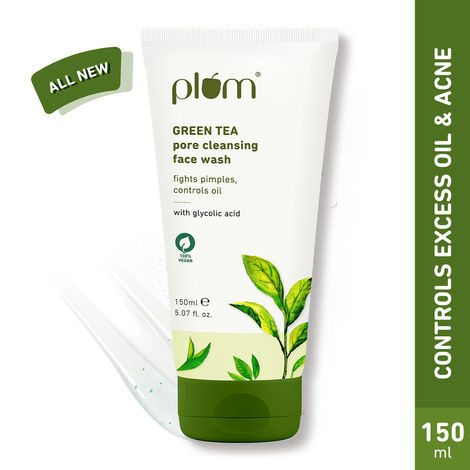 Buy Plum Green Tea Pore Cleansing Face Wash For Oily Skin | With Glycolic Acid | Fights Acne, Controls Excess Oil | Removes Dead Skin Cells | Gentle & Non-Drying | Women & Men | 100% Vegan | 150 ml-Purplle