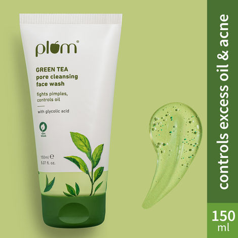 Buy Plum Green Tea Pore Cleansing Face Wash For Oily Skin | With Glycolic Acid | Fights Acne, Controls Excess Oil | Removes Dead Skin Cells | Gentle & Non-Drying | Women & Men | 100% Vegan | 150 ml-Purplle