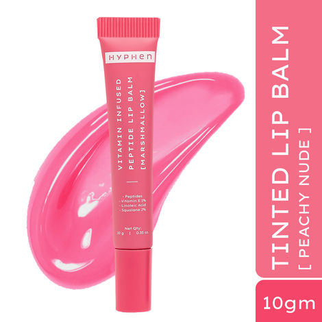 Buy Hyphen Vitamin Infused Peptide Lip Balm - Marshmallow | 1% Vitamin E, 2% Squalane & Peptides | Brightens Dark Lips | 24h Moisturization for Dry Lips - 10 gm-Purplle