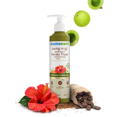 Buy Mamaearth Kerala Thaali Conditioner 250 ml with Hibiscus, Amla, Reetha & Methi Dana for Smooth, Thick & Long Hair | Soft & Shiny Hair | 12 Potent 100% Natural Herbs | Kerala’s Expertise | Ready To Use Thali-Purplle