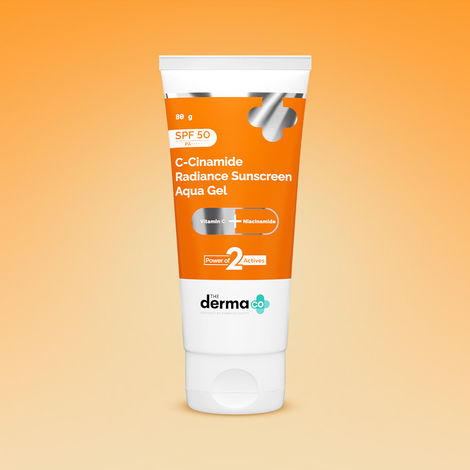 Buy The Derma Co. C-Cinamide Sunscreen Aqua Gel SPF 50 PA++++ | Vitamin C & Niacinamide | No White Cast | UVA, UVB Sun Protection | Blue Light Protection | Ultra Light Gel For Glowing Skin- 80 gm-Purplle