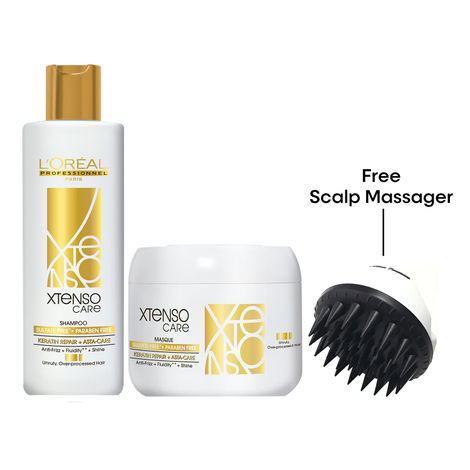 Buy L'Oreal Professionnel Xtenso Suflate Free Shampoo and Mask Combo (300g + 250 gm) with Free Alan Truman Scalp Massager (worth Rs.599)-Purplle