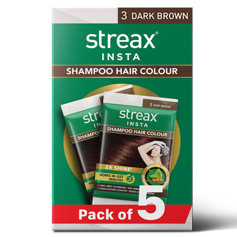 Buy Streax Insta Shampoo Hair Colour for Women and Men, Dark Brown - Pack of 5-Purplle