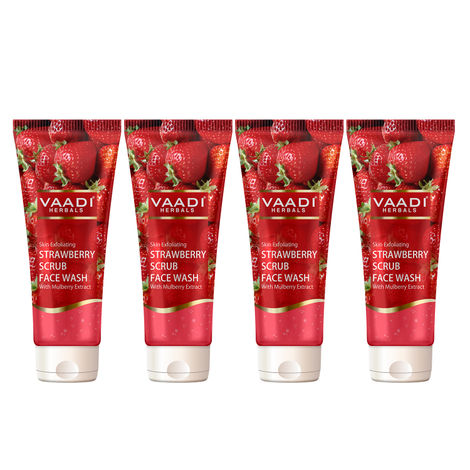 Buy Vaadi Herbals Value Pack Of Strawberry Scrub Face Wash With Mulberry Extract (60 mlx4)-Purplle