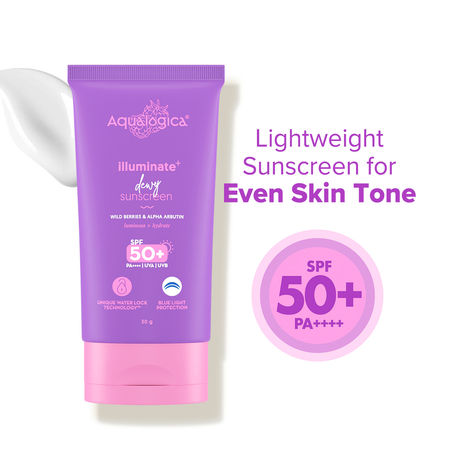 Buy Aqualogica Illuminate+ Dewy Lightweight Sunscreen Gel SPF 50+ PA++++ for All Skin Types 30 gm-Purplle
