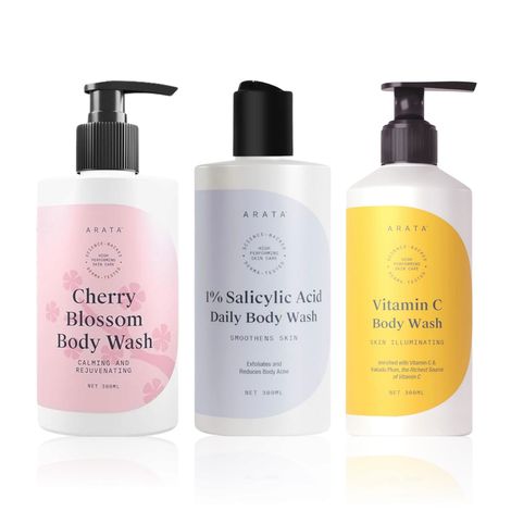 Buy Arata Fresh Fushion Trio Body wash (Cherry Blossom 300 ml + 1% Salicylic Acid 300ml + Vitamin C 300 ml)-Purplle