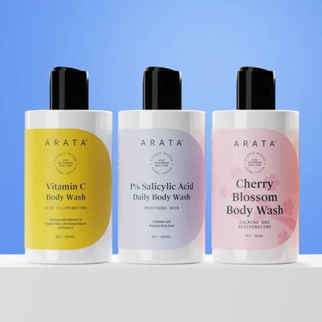 Buy Arata Fresh Fushion Trio Body wash (Cherry Blossom 300 ml + 1% Salicylic Acid 300ml + Vitamin C 300 ml)-Purplle
