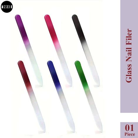 Buy MeSkin Premium Crystal Glass Nail File - Double-Sided Etched Design for Gentle, Professional Nail Care - Essential Manicure Tool for Natural Nails (Assorted Color, Pack of 1)-Purplle