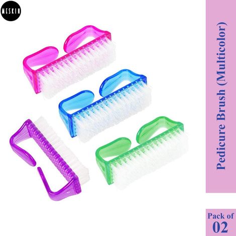 Buy MeSkin Nail Brush Set: Ergonomic Grip for Effortless Fingernail and Pedicure Cleaning - Toes Cleaning Tool (Assorted Color, Pack of 2)-Purplle