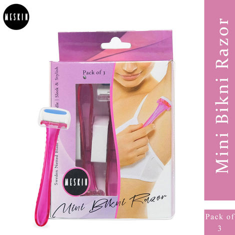 Buy Meskin Reusable Mini Bikini Razor for Woman Pack of 3 (Assorted Colors) 15gm-Purplle