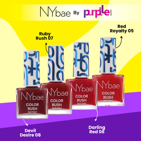 Buy NY Bae Color Rush Nail Paint Set - Fiery Reds 07| Chip Resistant | Long Lasting | Quick Dry |Glossy Gel Nail Polish (22 ml)-Purplle