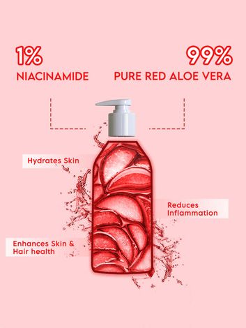 Clensta Red Aloe Vera Gel 22x MORE POWERFUL Than Normal Aloe Vera For Skin  and Hair With 99% Pure Aloe Vera Gel and 1% Niacinamide | Hydrating,  Moisturizing & Glowing Skin |