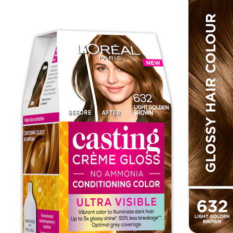 Buy L'Oreal Paris Casting Creme Gloss Ultra Visible Conditioning Hair Color - 632 Light Golden Brown, 160 g-Purplle