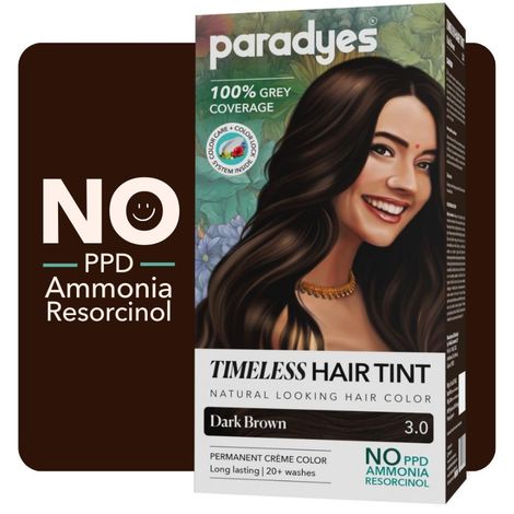 Buy Paradyes Dark Brown Timeless Permanent Creme Hair Colour for Complete Grey Coverage, 3.0 Dark Brown-Purplle