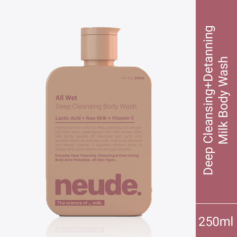 Buy Neude Skin Daily Detanning Body Wash with Vitamin C, Lactic Acid & Milk for Deep Pore Cleansing 250 ml - All Wet-Purplle