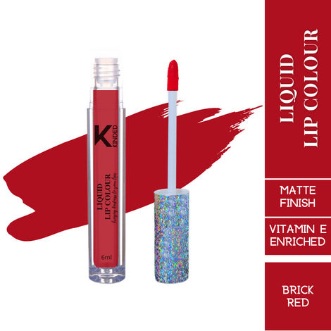 Buy KINDED Liquid Lip Colour Lipstick Lip Gloss Vitamin E Enriched (6 ml, Matte Finish, Brick Red)-Purplle