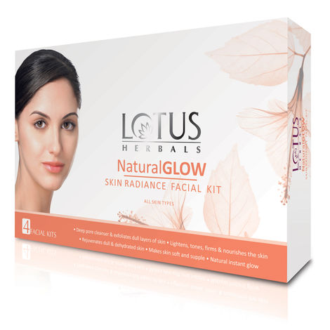 Buy Lotus Herbals Natural Glow Skin Radiance 4 in 1 Facial Kit | Deep Pore Cleansing | Skin Lightening & Hydrating | 200g-Purplle