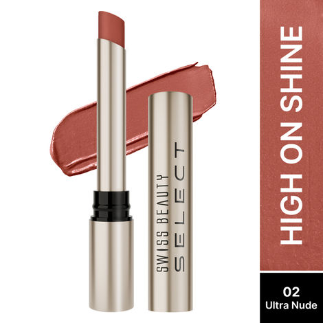Buy Swiss Beauty Select High On Shine Creamy Lipstick | With Mirror-shine finish | Enriched with Vitamin E |2 Ultra Nude 1 gm-Purplle