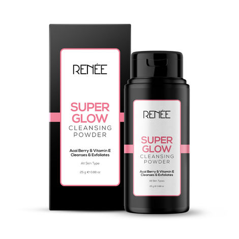 Buy RENEE Super Glow Cleansing Powder, Cleanses & Exfoliates the skin Gently, Helps Control Oil, Reduces Scars & Age Spots, Nourishes & Repairs, Enriched with Acai berry, Mulberry, & Vitamin E, 25 gm-Purplle