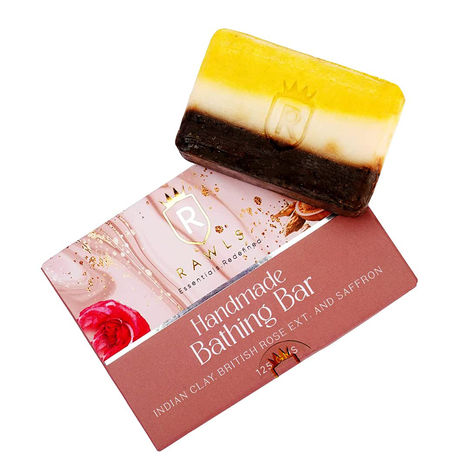 Buy Rawls Rose Bathing Soap for Glowing Skin, British Rose Ext. & Saffron Bathing Bar for all skin type | No Paraben | Natural Handmade Bath Soap - 125 GMS-Purplle