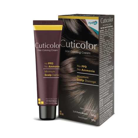 Buy Cuticolor Permanent Hair Color Cream, Long Lasting With The Goodness Of Olive Oil 60 gm (New Pack) No PPD, No Ammonia - Dark Brown | Pack of 1-Purplle