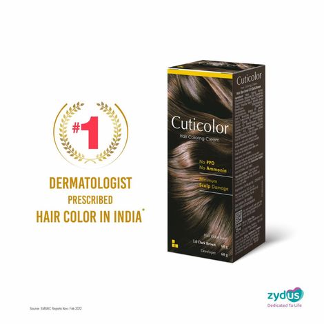 Buy Cuticolor Permanent Hair Color Cream, Long Lasting With The Goodness Of Olive Oil 60 gm (New Pack) No PPD, No Ammonia - Dark Brown | Pack of 1-Purplle