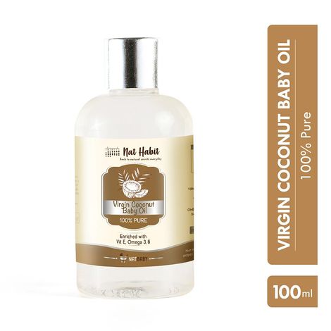 Buy Nat Habit Baby Coconut Oil|Hair,Body Massage|Skeletal & Muscular Strengthening|VitE&Omega3 (100 ml)-Purplle