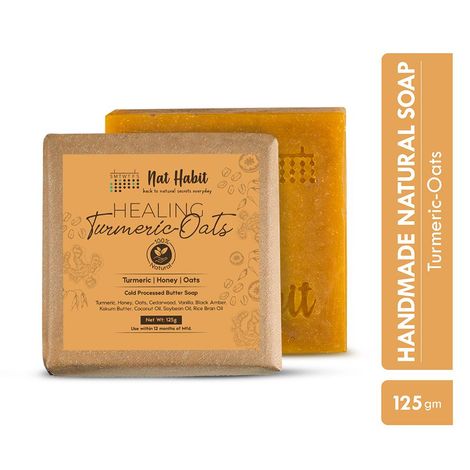 Buy Nat Habit Healing Turmeric Bathing Soap|Handmade Butter Bath Soap For Tan Removal (125 g)-Purplle