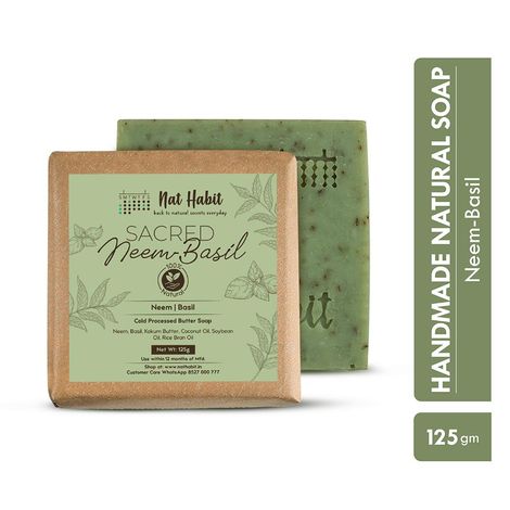 Buy Nat Habit Sacred Neem Basil Ayurvedic Soap|Handmade Butter Bath Soap - Antibacterial (125 g)-Purplle