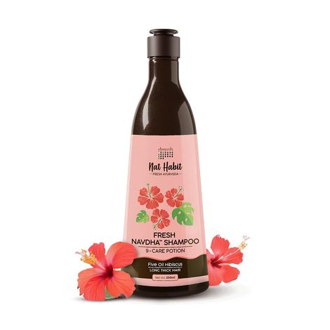 Buy Nat Habit Five Oil Hibiscus Shampoo for Long Thick Hair Sulphate Free Shampoo for Hair Fall Control,250 ml-Purplle
