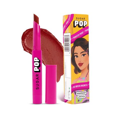 Buy SUGAR POP Kissproof Satin Lipstick 09 Mocha Madness | Transferproof | Long Lasting & Super pigmented | 2.2 Gm-Purplle