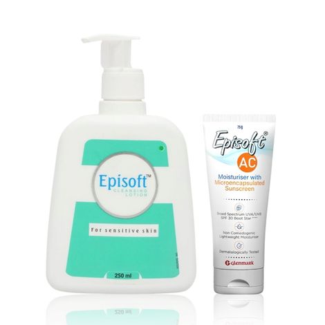 Buy Episoft AC Moisturiser SPF + Cleansing Lotion For Sensitive Skin Combo of 2-Purplle
