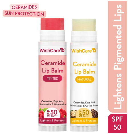 Buy WishCare Ceramide Lip Balm Combo with SPF50 PA+++ - Kojic Acid & Niacinamide - For Lip Lightening 5 gm each(pack of 2)-Purplle