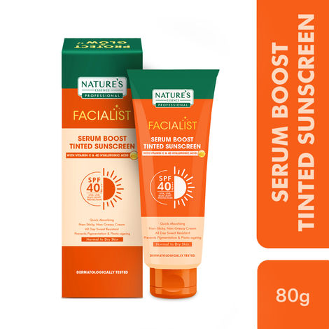 Buy Nature's Essence Professional Serum Boost Tinted Sunscreen SPF 40 PA+++ Infused with Vitamin C & 4D Hyaluronic Acid Prevents Pigmentation & Photo Aging, UV A, UV B & Blue Light Protection 80 gm-Purplle