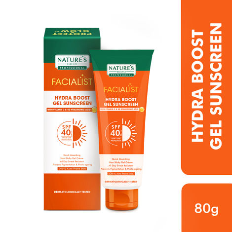 Buy Nature's Essence Professional Hydra Boost Gel Sunscreen SPF 40 PA+++ Infused with Vitamin C & 4D Hyaluronic Acid for Oily & Acne Prone Skin, hydrating UV A, UV B & Blue Light Protection 80 gm-Purplle