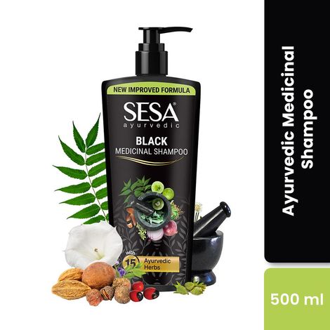 Buy Sesa Ayurvedic Medicinal Shampoo - Hair Fall Control in 15 days - Bhringraj & 17 Herbs - NO Parabens (500 ml)-Purplle