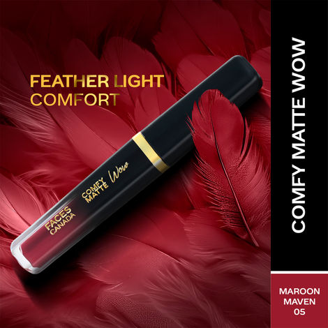 Buy FACES CANADA Comfy Matte Wow Liquid Lipstick Maroon Maven 05, (3.8 ml) | One Swipe Application | Highly Pigmented | Comfortable Wear | Glides Smoothly | Long Lasting | Transferproof-Purplle